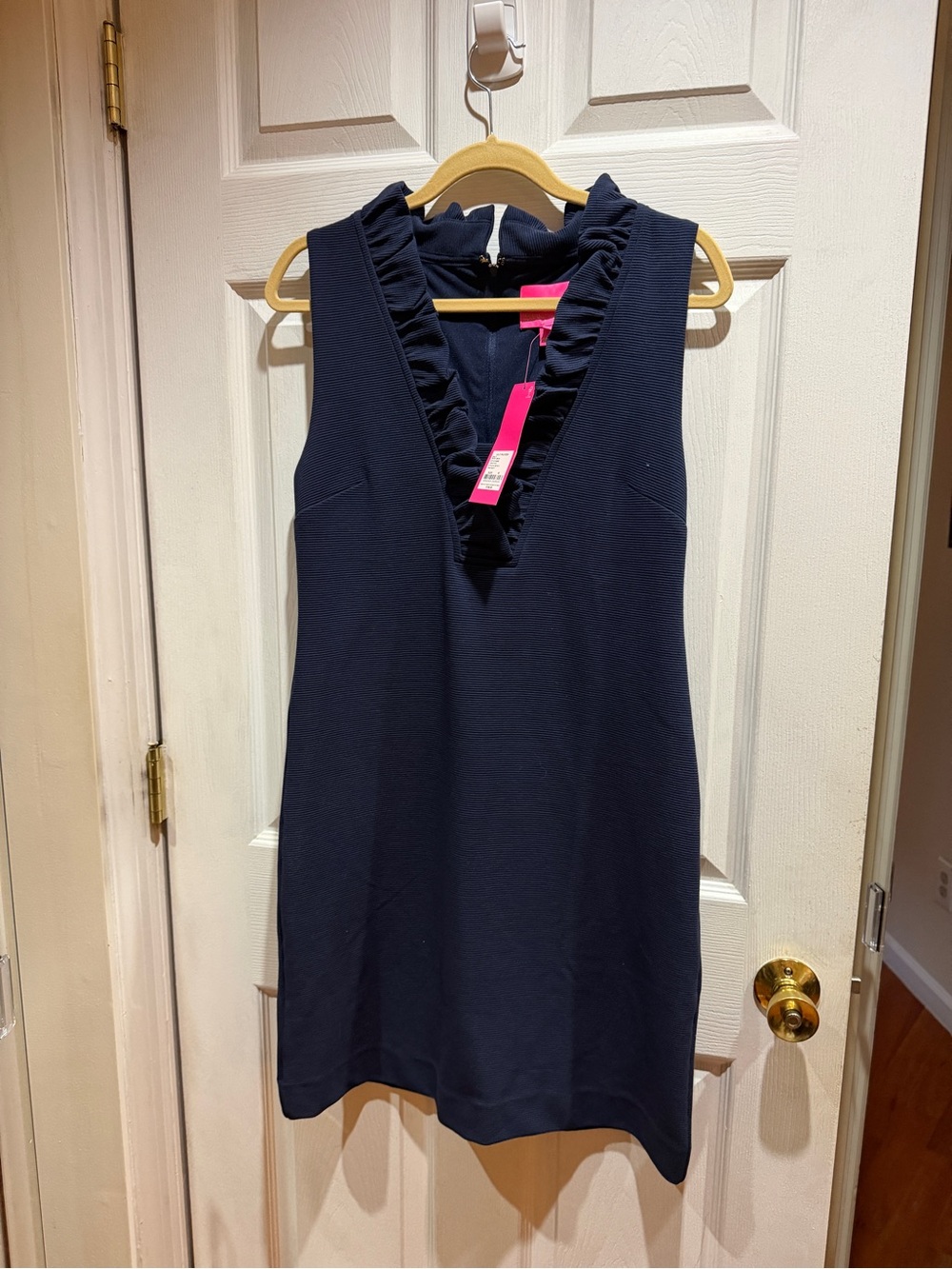 Lilly Pulitzer Navy Sleeveless V-Neck Ruffle sheath dress